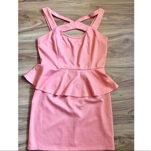 Charlotte Rouse Peplum Peach Dress Size Large